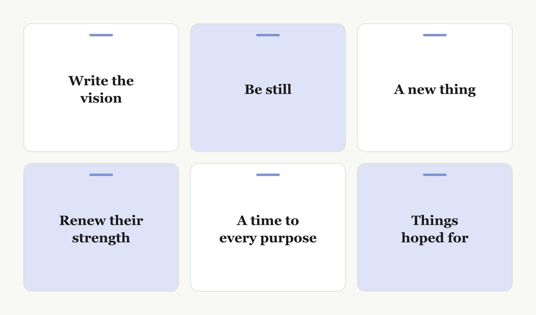 Six short Bible quotes for vision board layouts, from write the vision to things hoped for