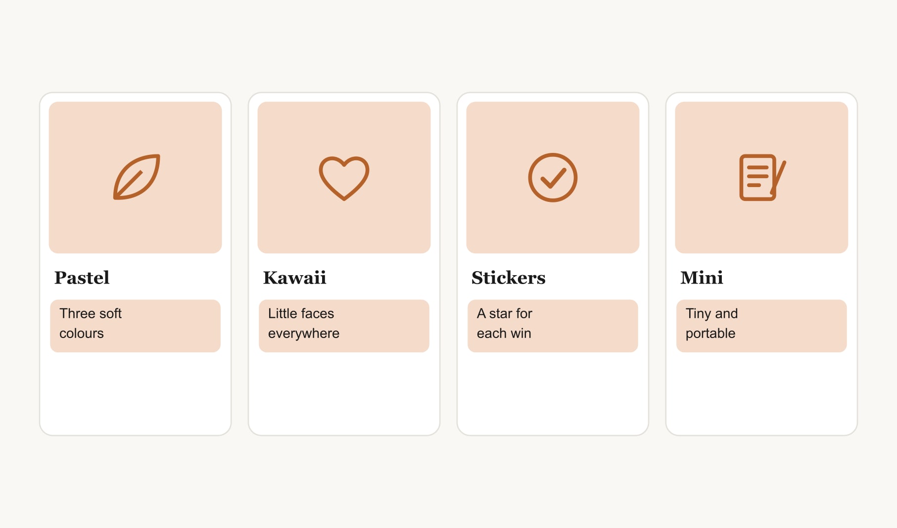 Four cute vision board ideas as styles: pastel, kawaii, sticker and mini boards