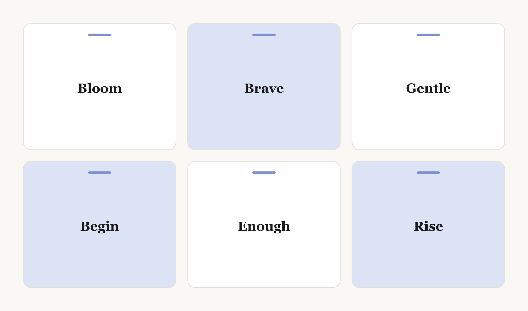 Six words ready for vision board word art, from bloom and brave to begin, enough and rise