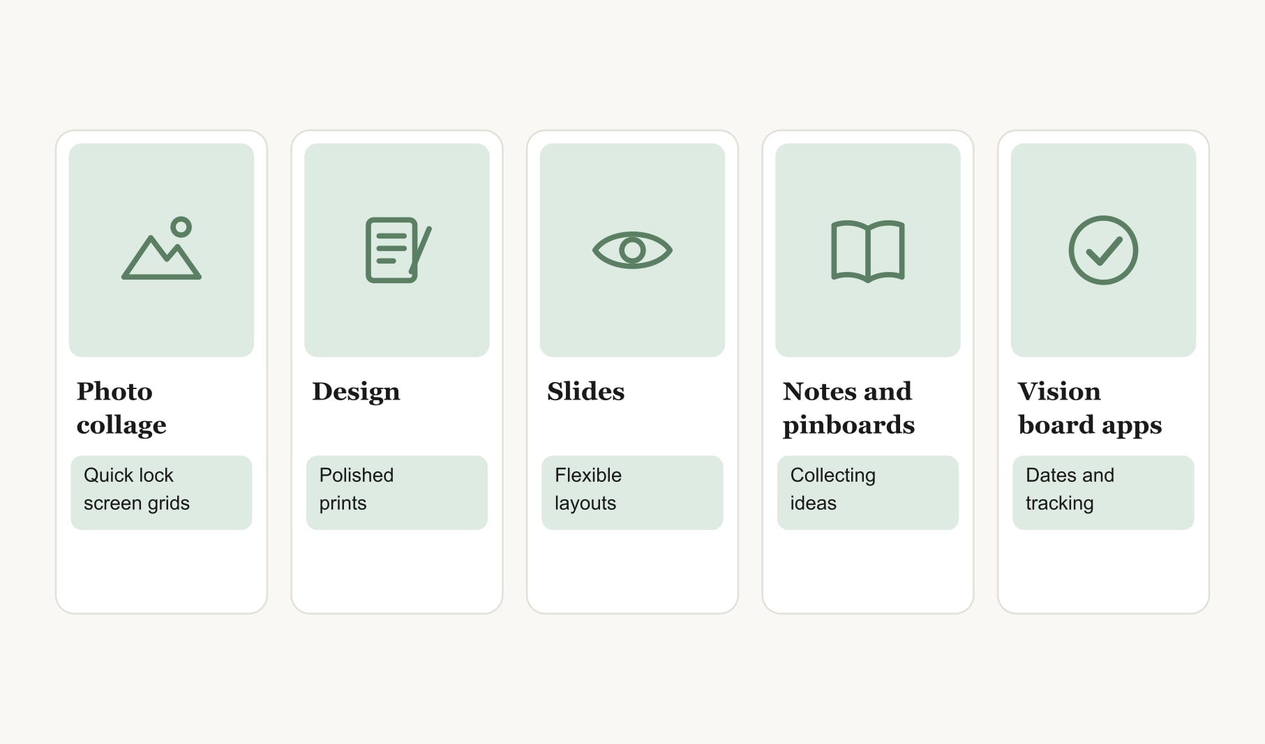 Five kinds of apps for making a vision board, from photo collage and design to dedicated vision board apps