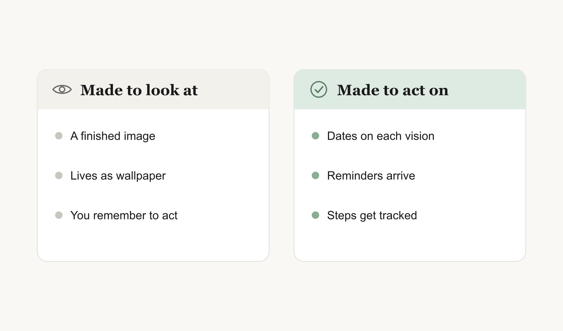 Vision board apps compared: apps made to look at a board versus apps made to act on every goal