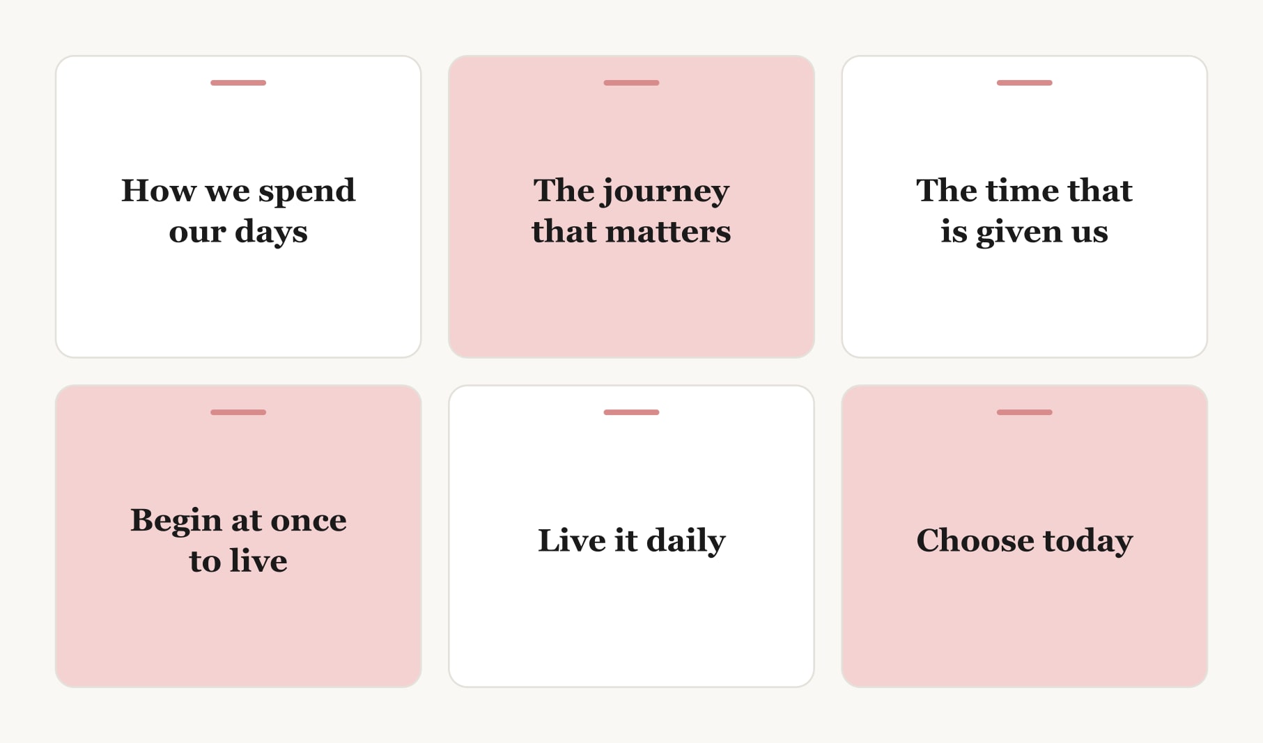 Six of the best quotes for vision board use as cards: fragments from Dillard, Le Guin, Tolkien and Seneca