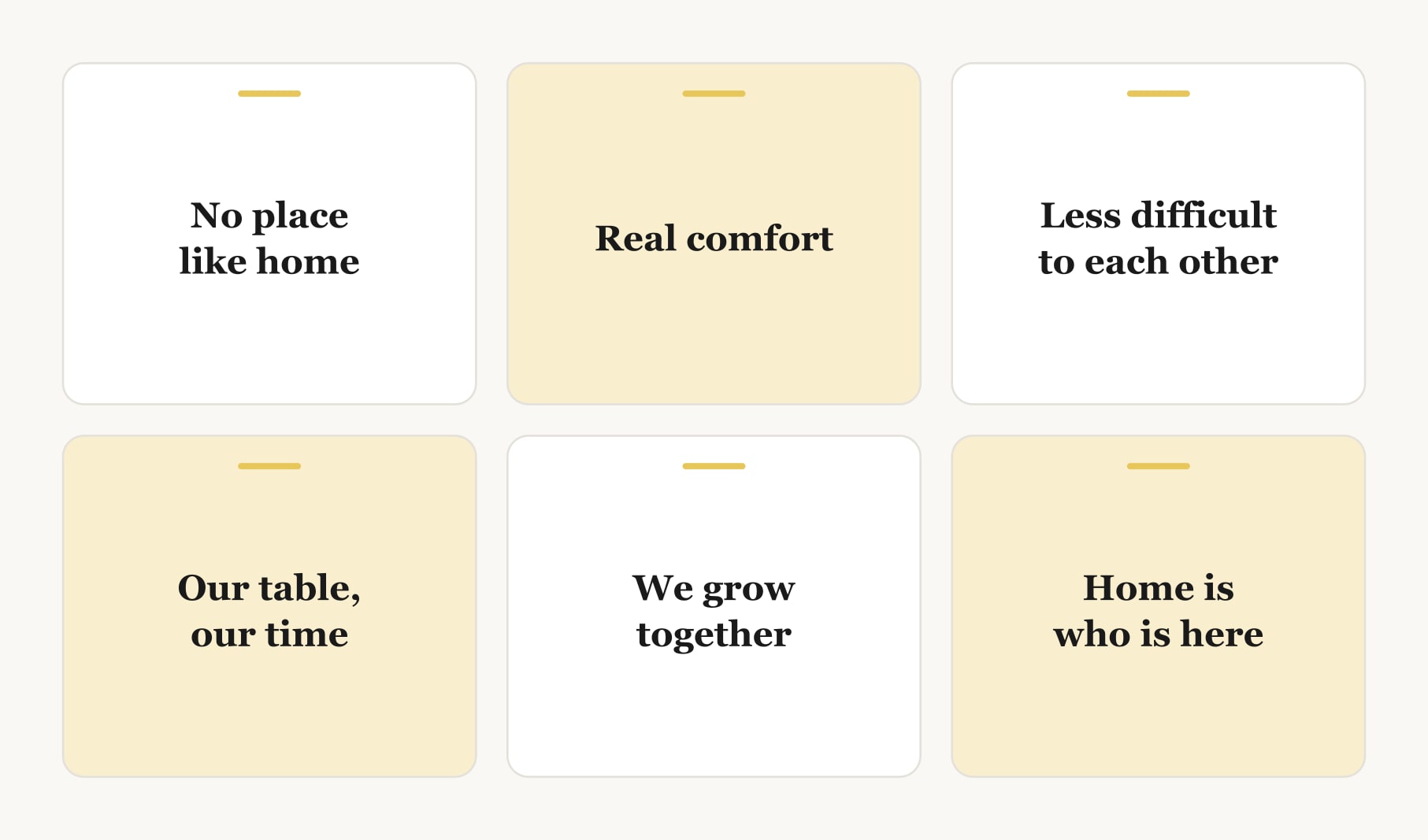 Six family quotes for vision board cards: three checked fragments and three original lines for a household