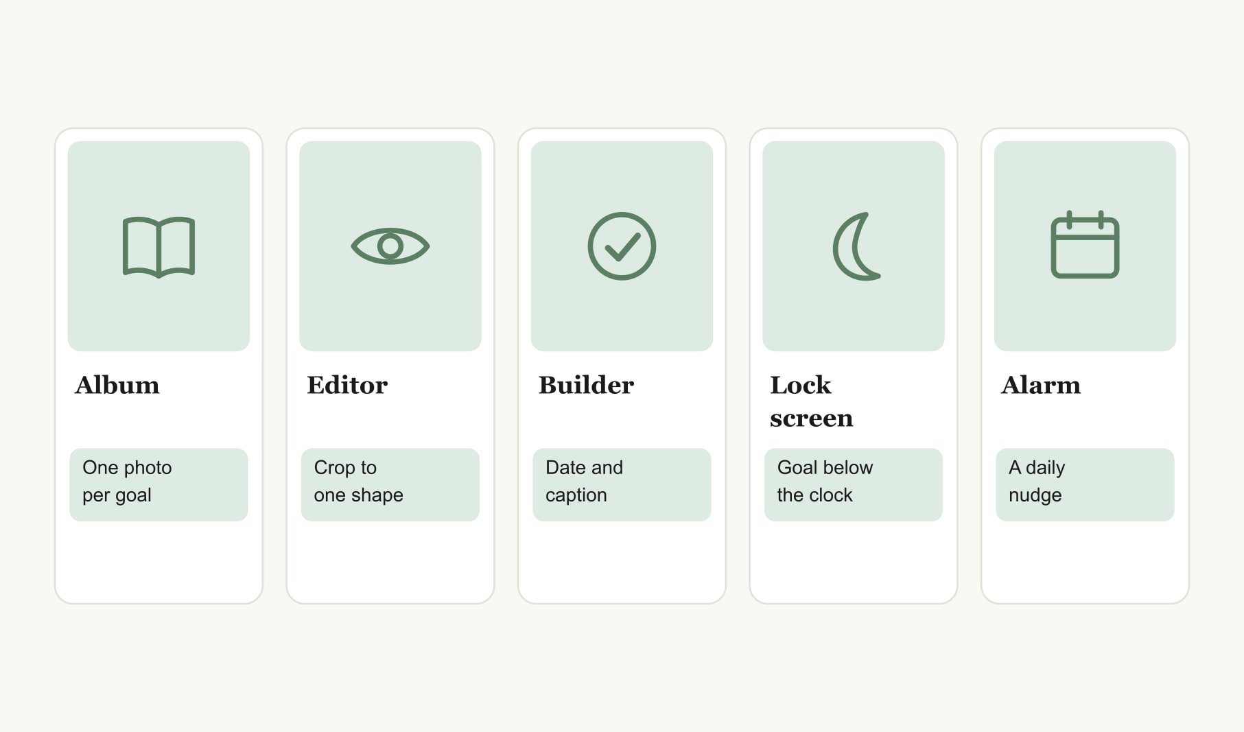 Five phone features for how to create a vision board on my phone, from an album to a daily alarm