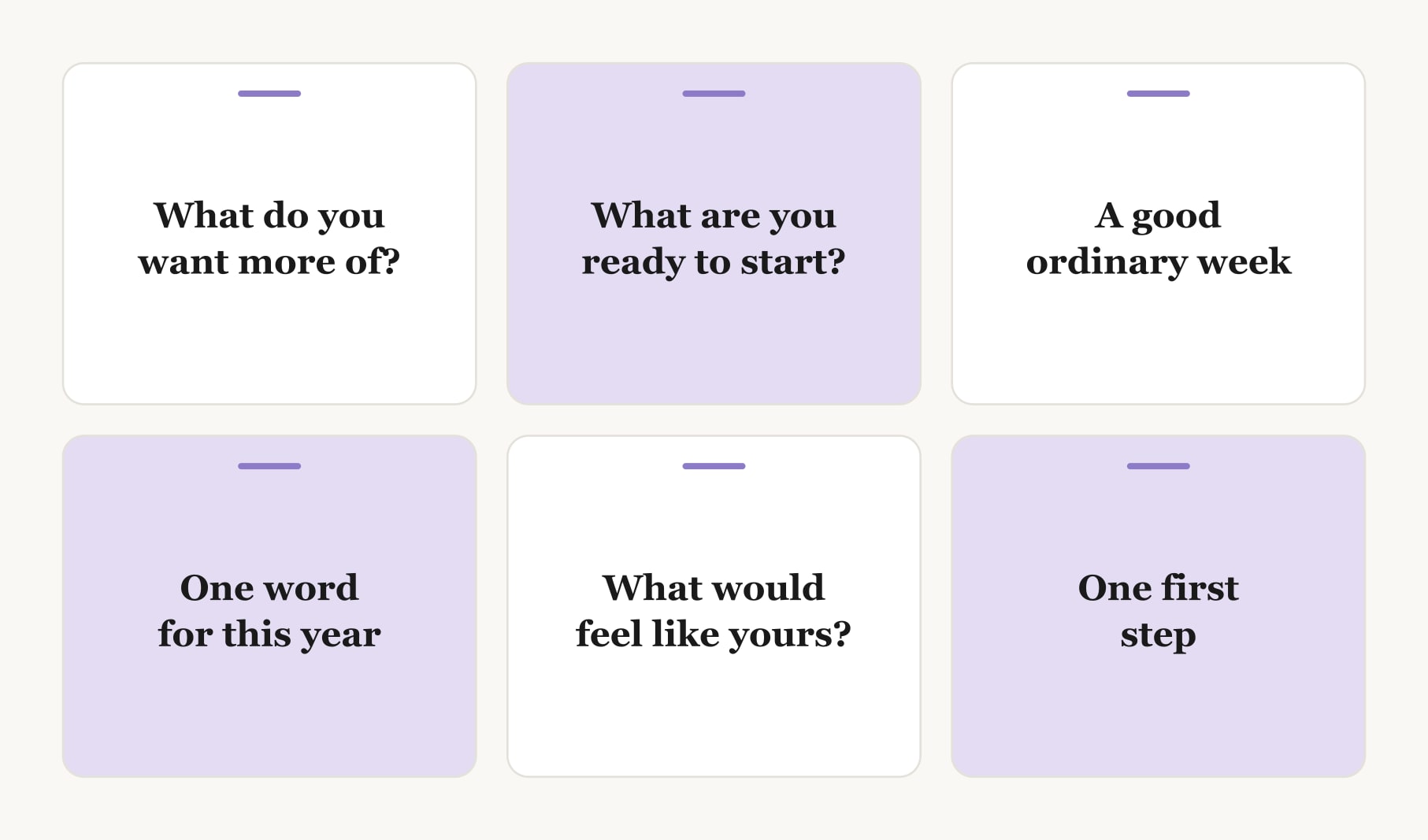 Guiding questions for a vision board party, from what do you want more of to one first step this week