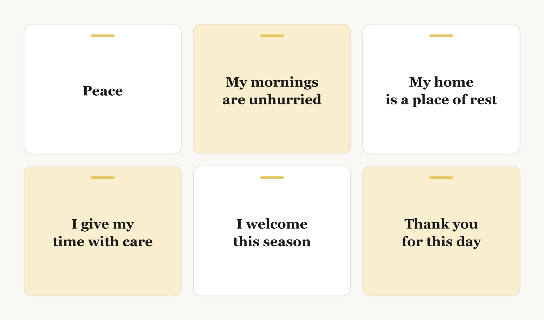 Present-tense captions for manifesting using a vision board, built around the intention word peace