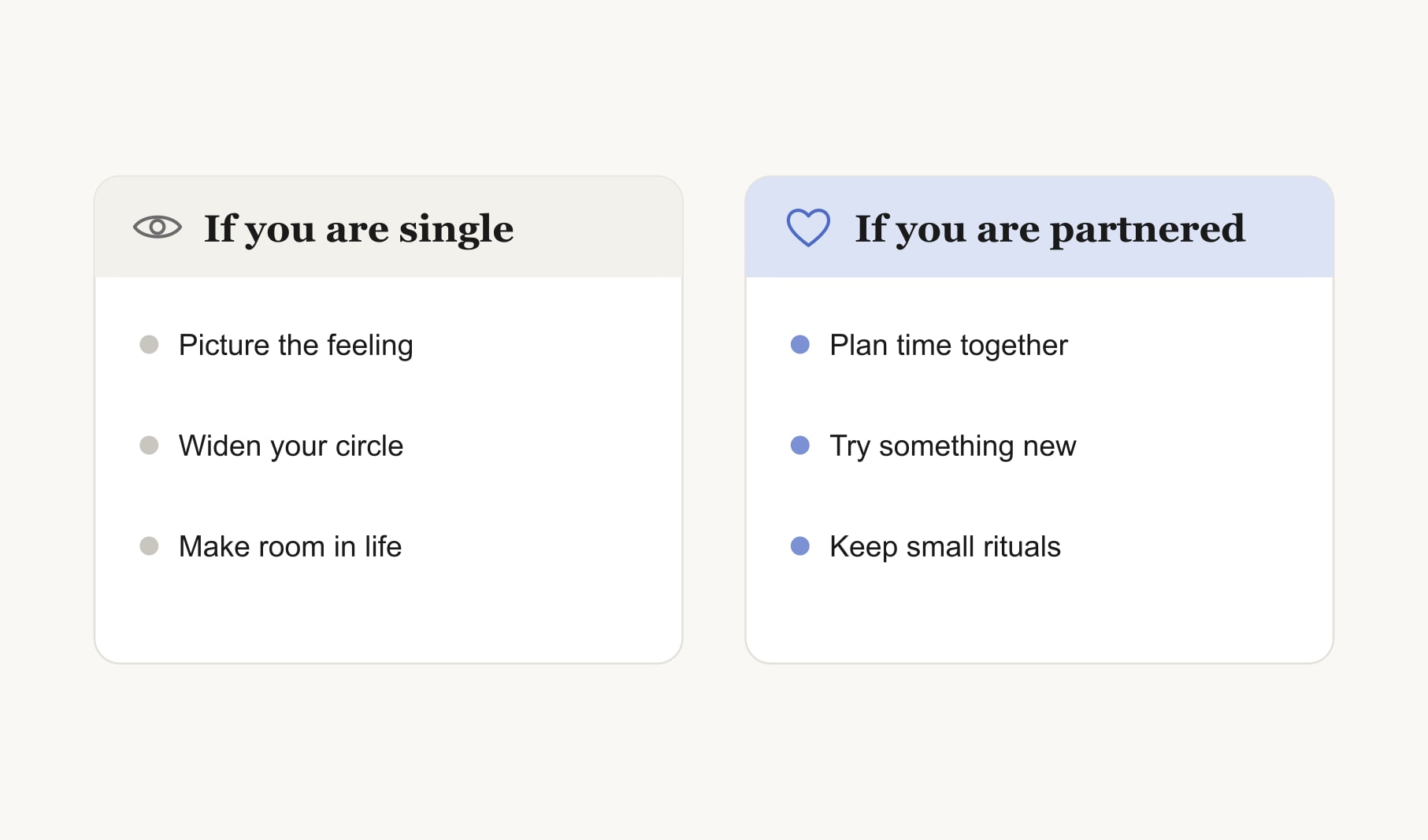 Love vision board ideas for single and partnered people: feelings, circle and room versus time, newness, rituals