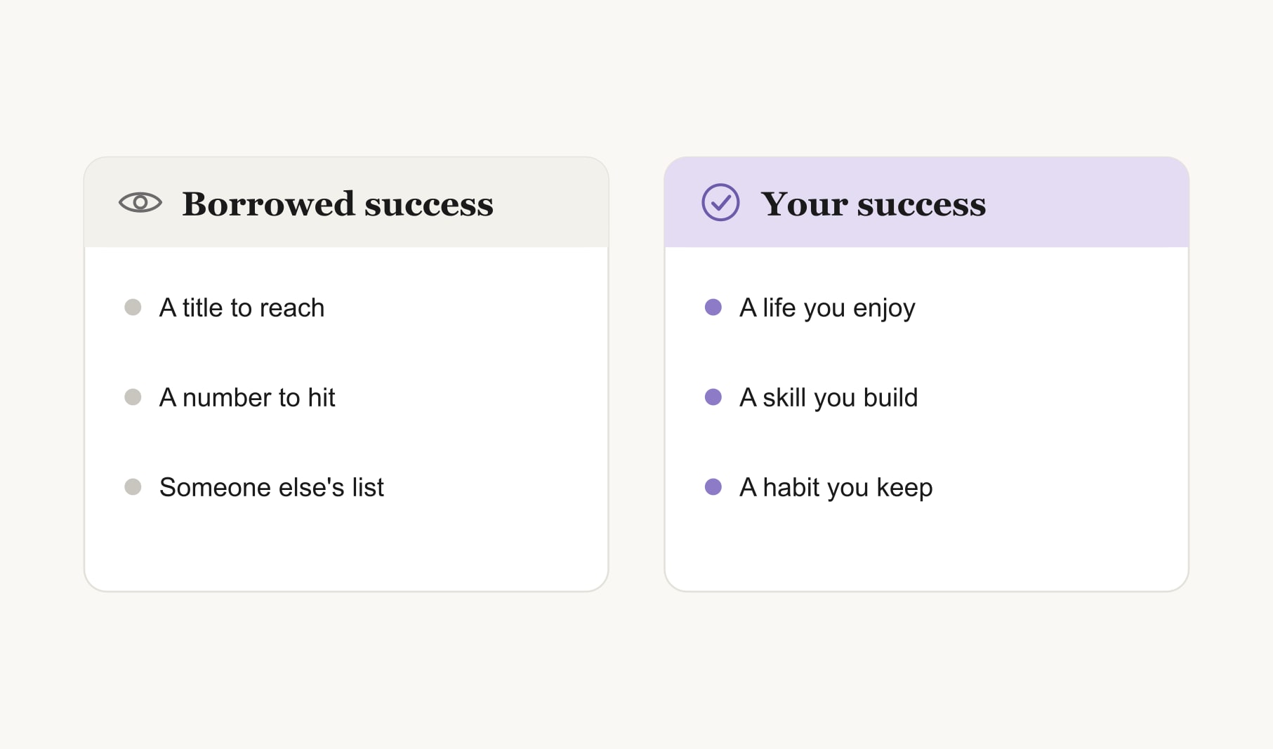 Success vision board quotes start with a definition: borrowed success compared with success on your own terms