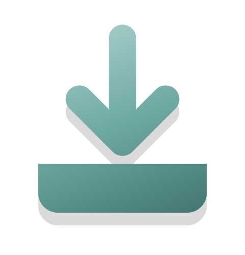 A soft 3D teal icon of an arrow saving to a device