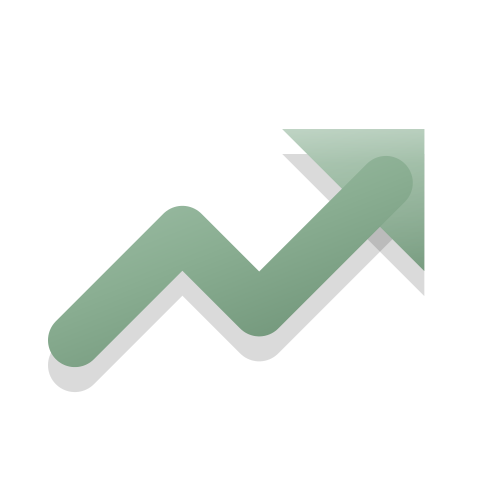 A soft 3D green icon of a rising progress arrow