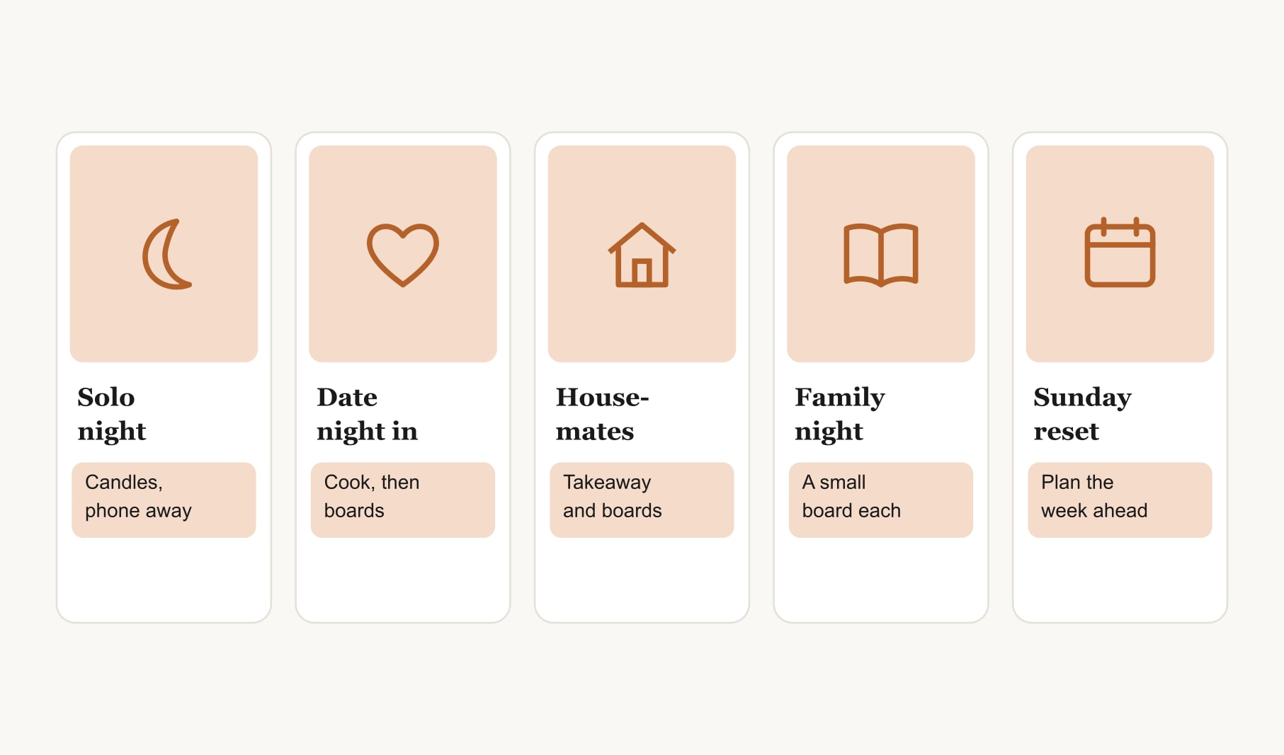 Five vision board night ideas: a solo night, a date night in, housemates, a family night and a Sunday reset
