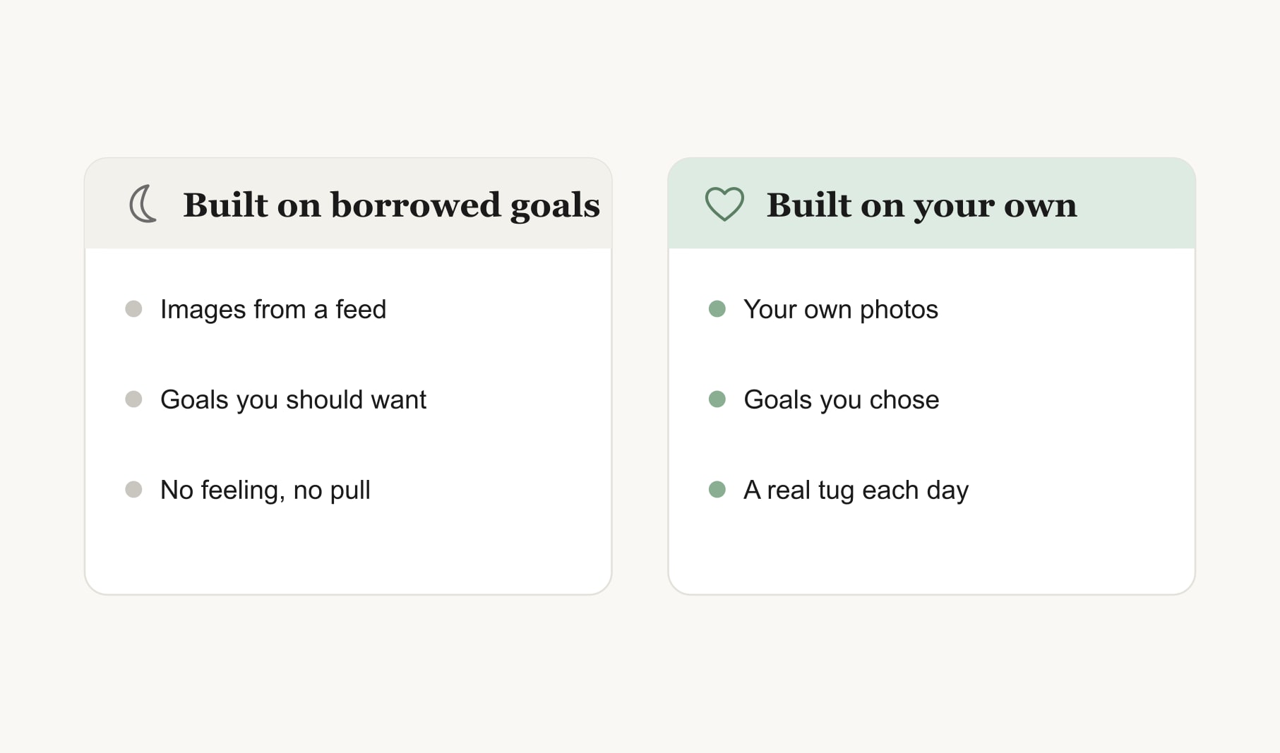 Why vision boards work better built on your own goals than on borrowed images and expectations